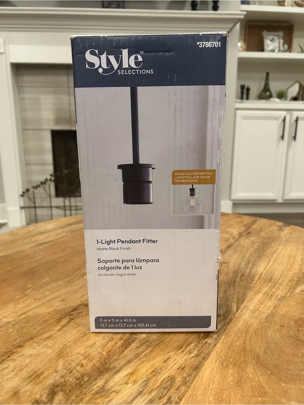 Style Selections 1-Light Pendant Fitter Matte Black FINISH (3786701) NO SHADE